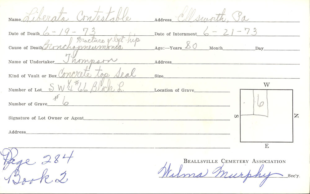 burial card